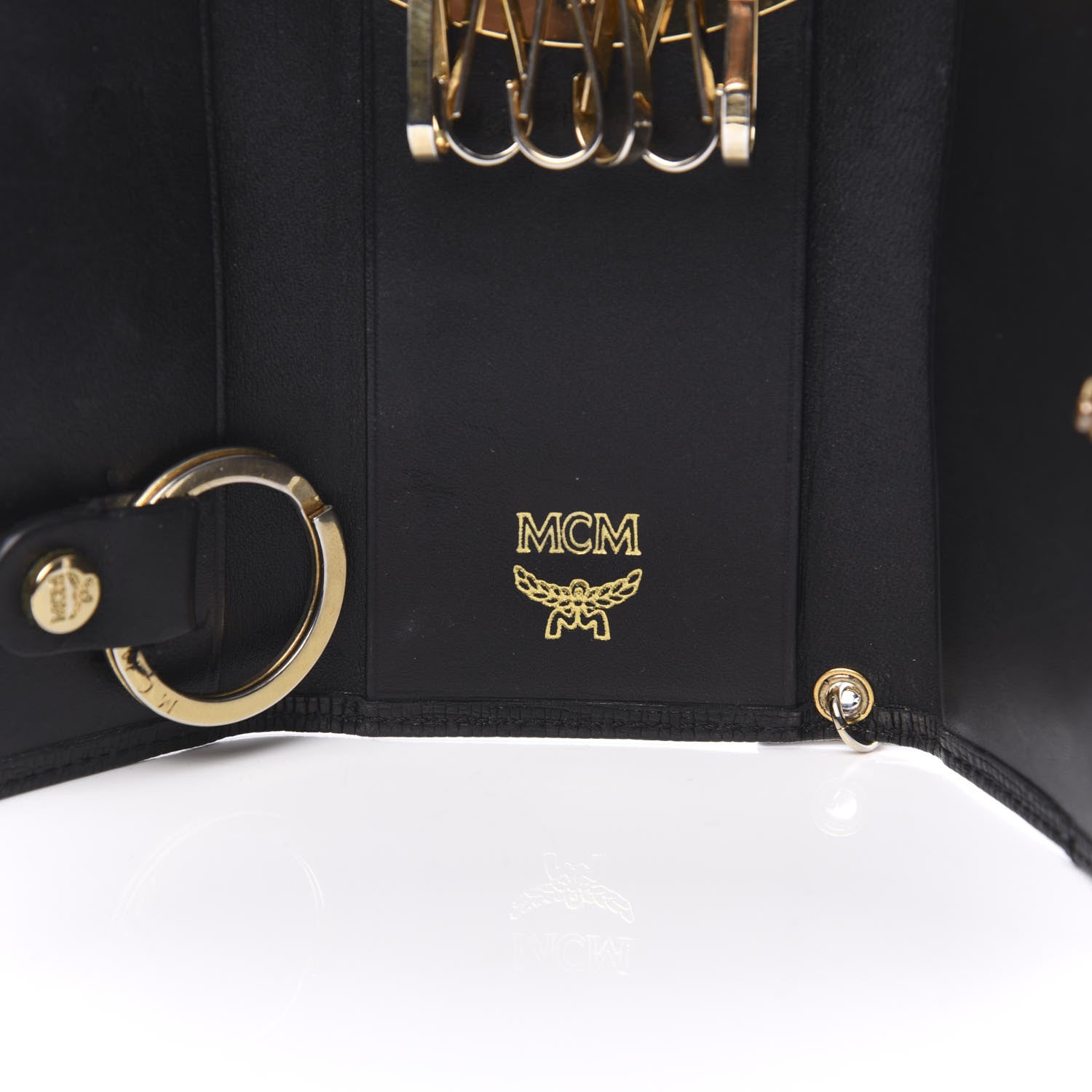MCM Saffiano Logo Studded 6 Key Holder Black 6 of 8
