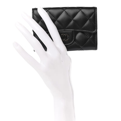 Chanel Lambskin Quilted Flap Card Holder Wallet So Black 2 of 8