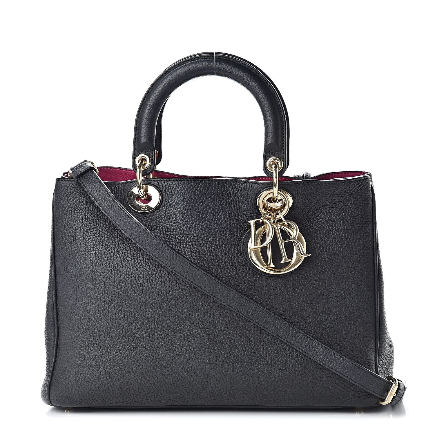 Christian Dior Bullcalf Medium Diorissimo Tote Black Rose Indien 3 of 13