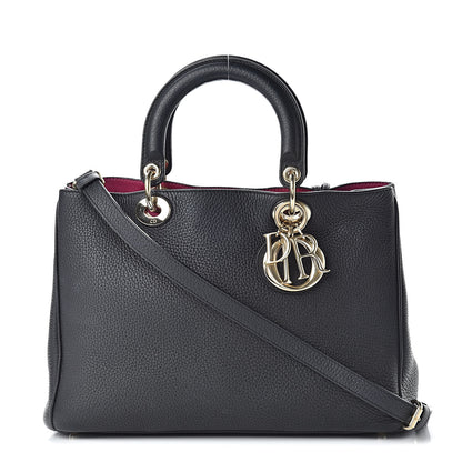 Christian Dior Bullcalf Medium Diorissimo Tote Black Rose Indien 3 of 13
