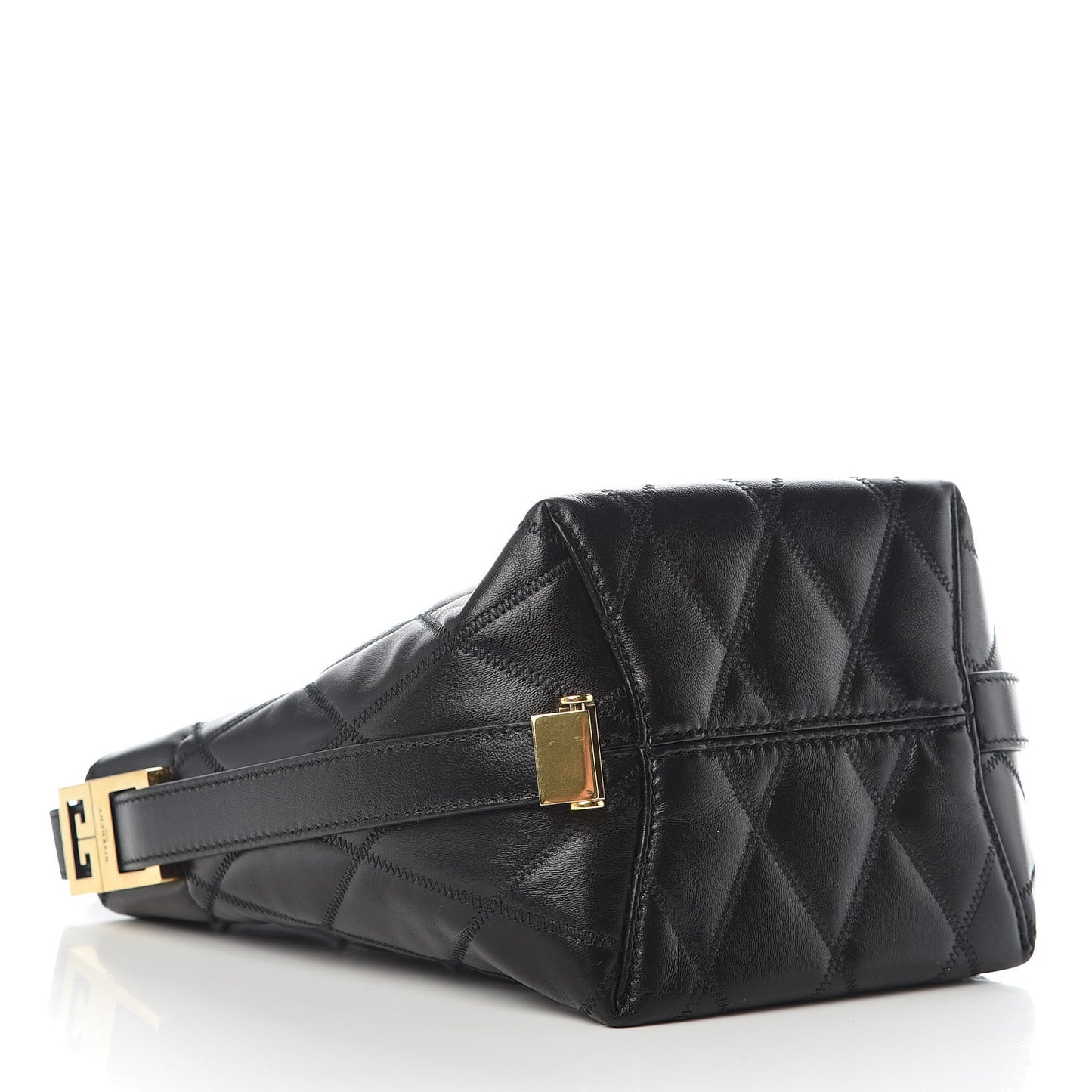 Lambskin Quilted Mini GV Bucket Bag Black