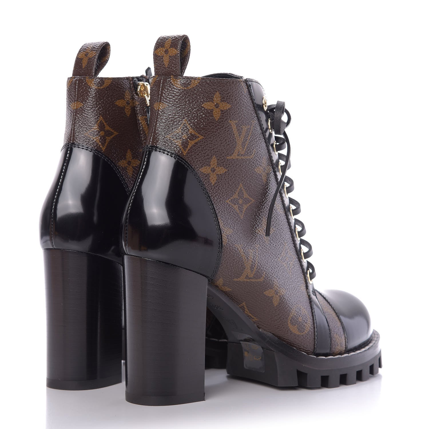 Louis Vuitton Patent Calfskin Monogram Star Trail Ankle Boots 36.5 Black 4 of 9