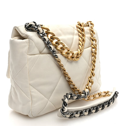 Chanel Lambskin Quilted Large Chanel 19 Flap White 3 of 10
