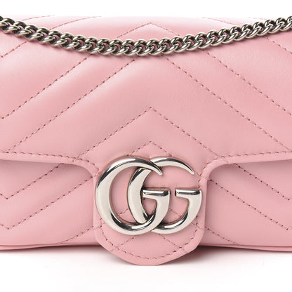 Gucci Calfskin Matelasse Super Mini GG Marmont Shoulder Bag Wild Rose 10 of 11