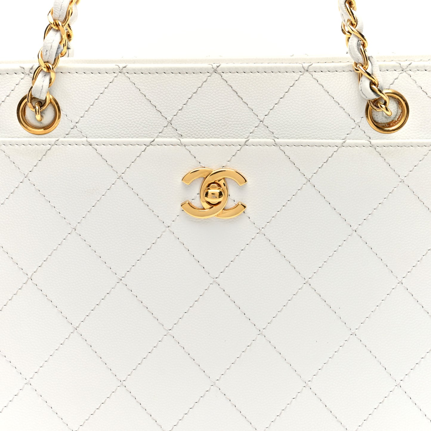 Caviar Quilted Shoulder Bag White