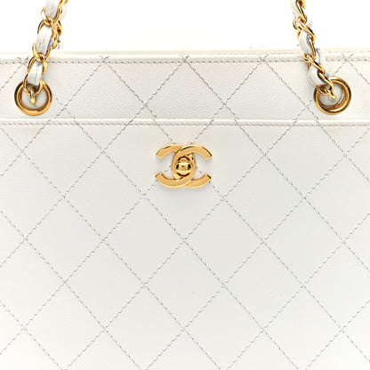 Chanel Caviar Quilted Shoulder Bag White 8 of 10