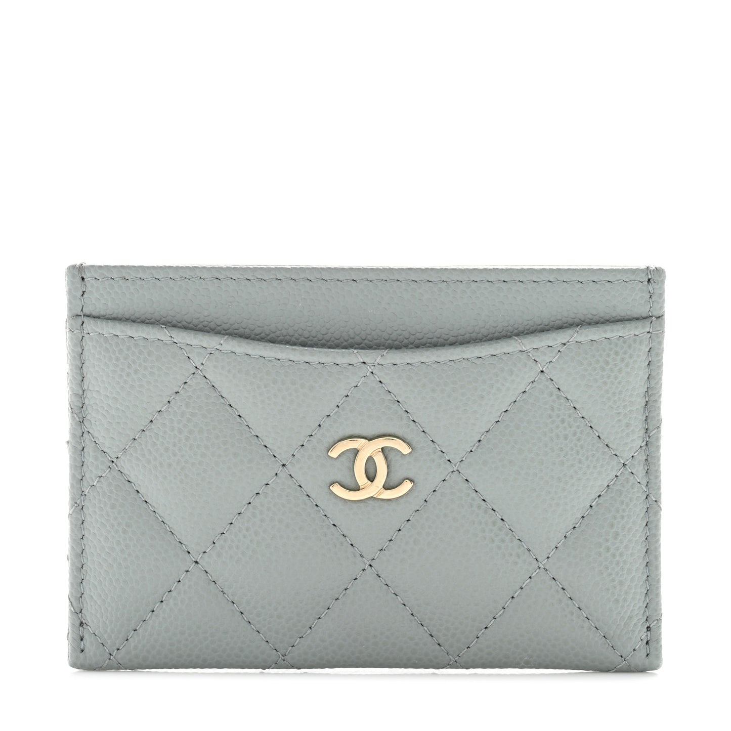 Caviar Quilted Card Holder Light Green