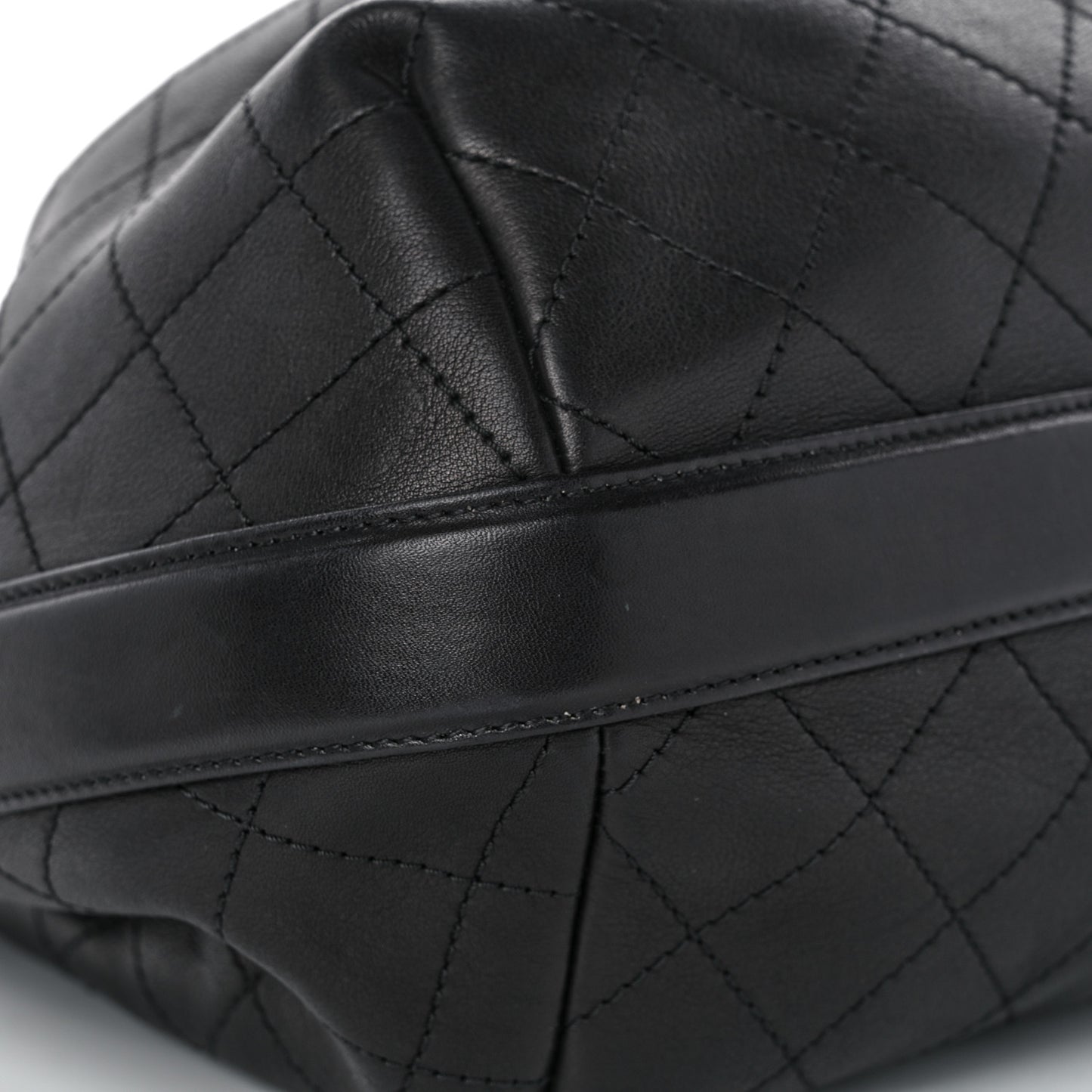 Calfskin Stitched Small Paris Rome Drawstring CC Bag Black