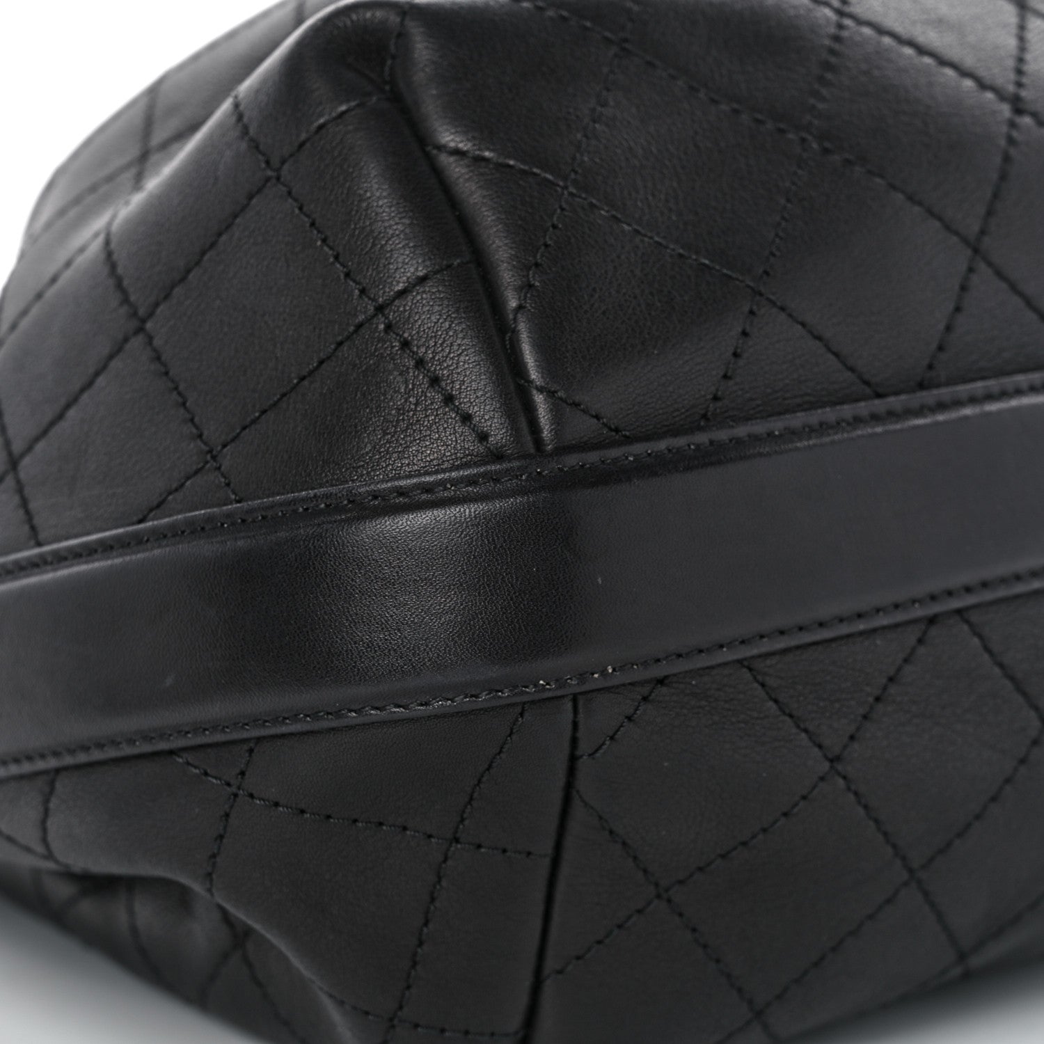 Chanel Calfskin Stitched Small Paris Rome Drawstring CC Bag Black 9 of 11