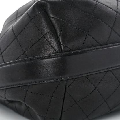 Chanel Calfskin Stitched Small Paris Rome Drawstring CC Bag Black 9 of 11