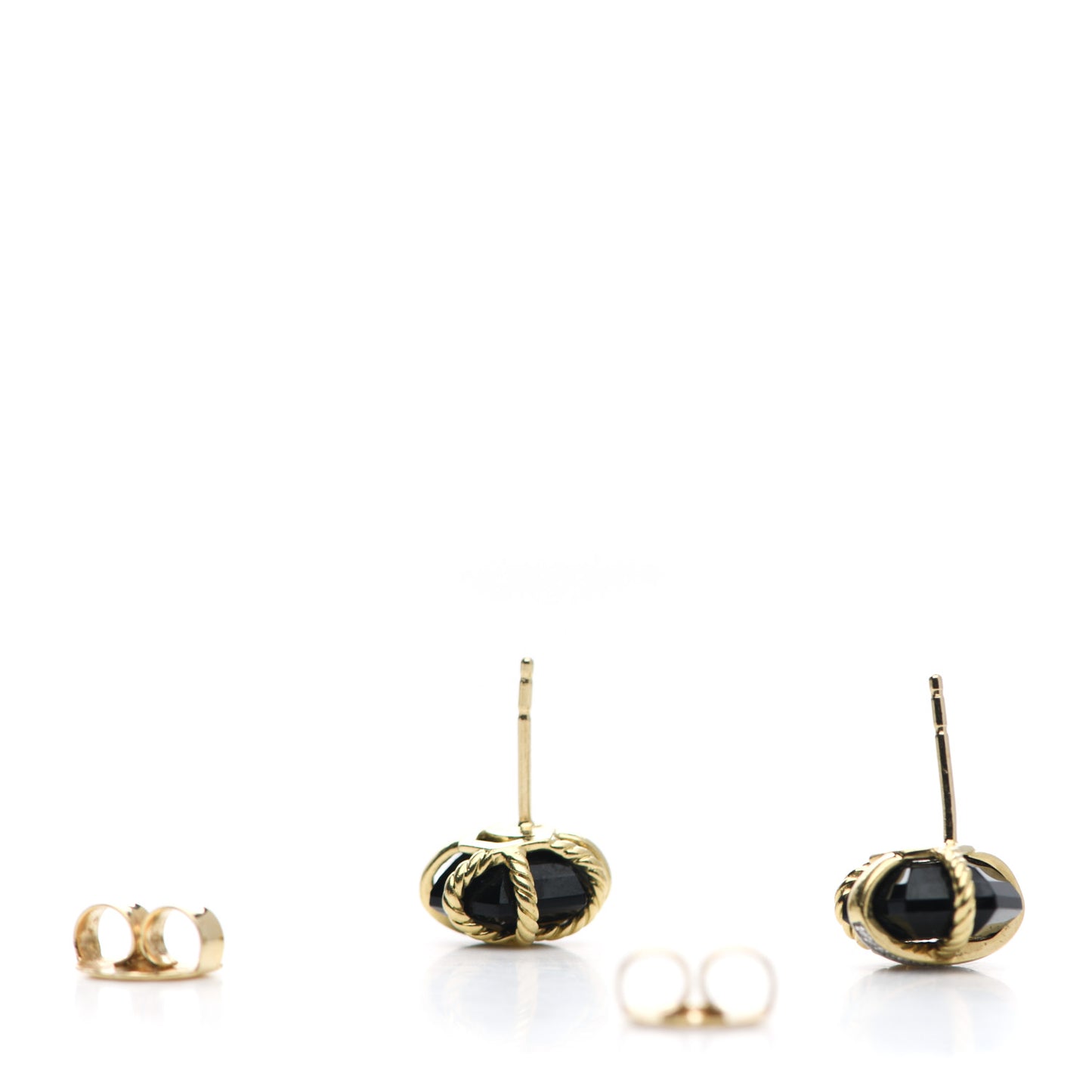 18K Yellow Gold Diamond Onyx 10mm Cable Wrap Earrings