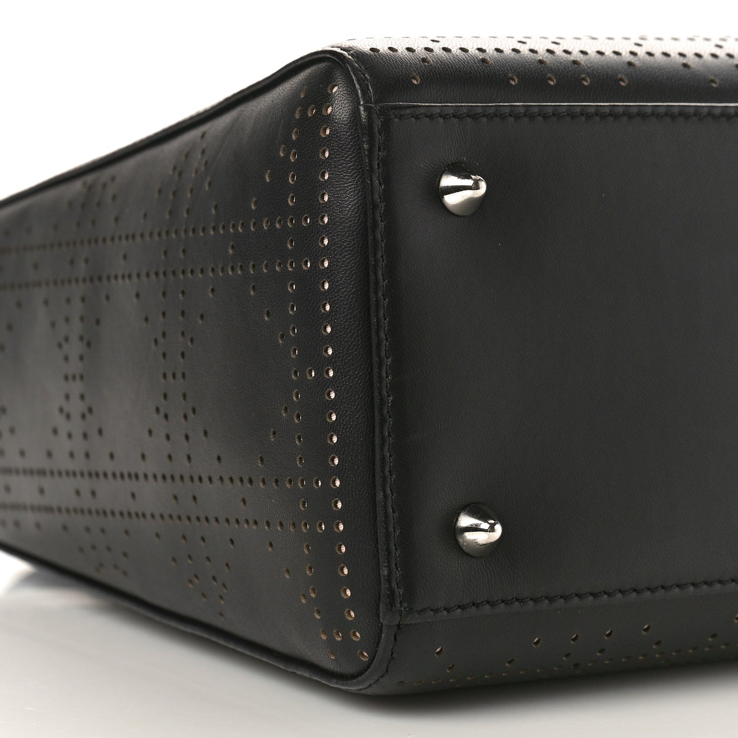 Calfskin Perforated Cannage Medium Lady Dior Black