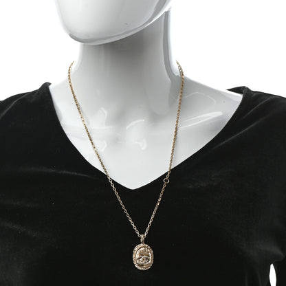 Chanel Crystal CC Medallion Necklace Gold 2 of 5