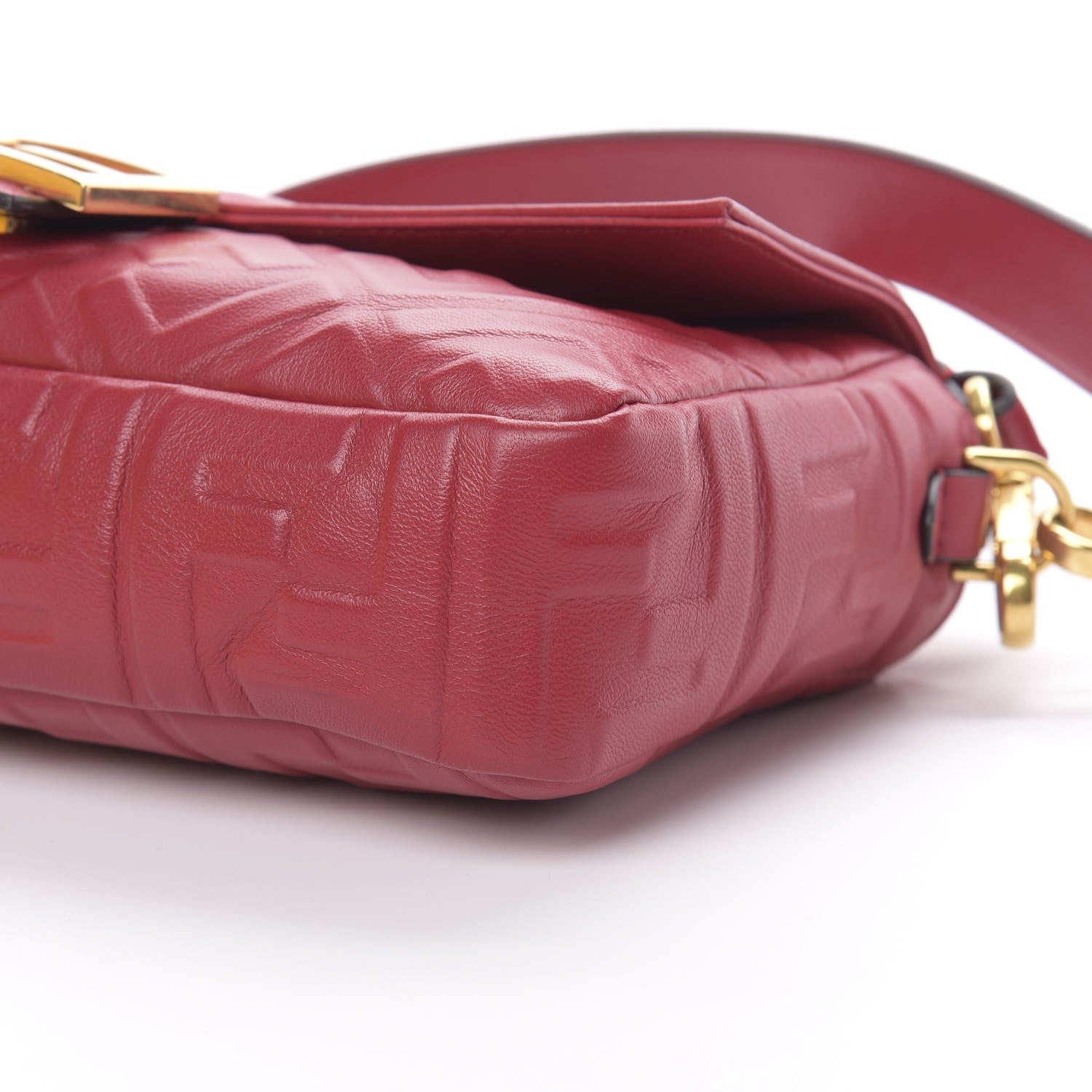 Fendi Nappa FF 1974 Embossed Baguette Fragola 10 of 13