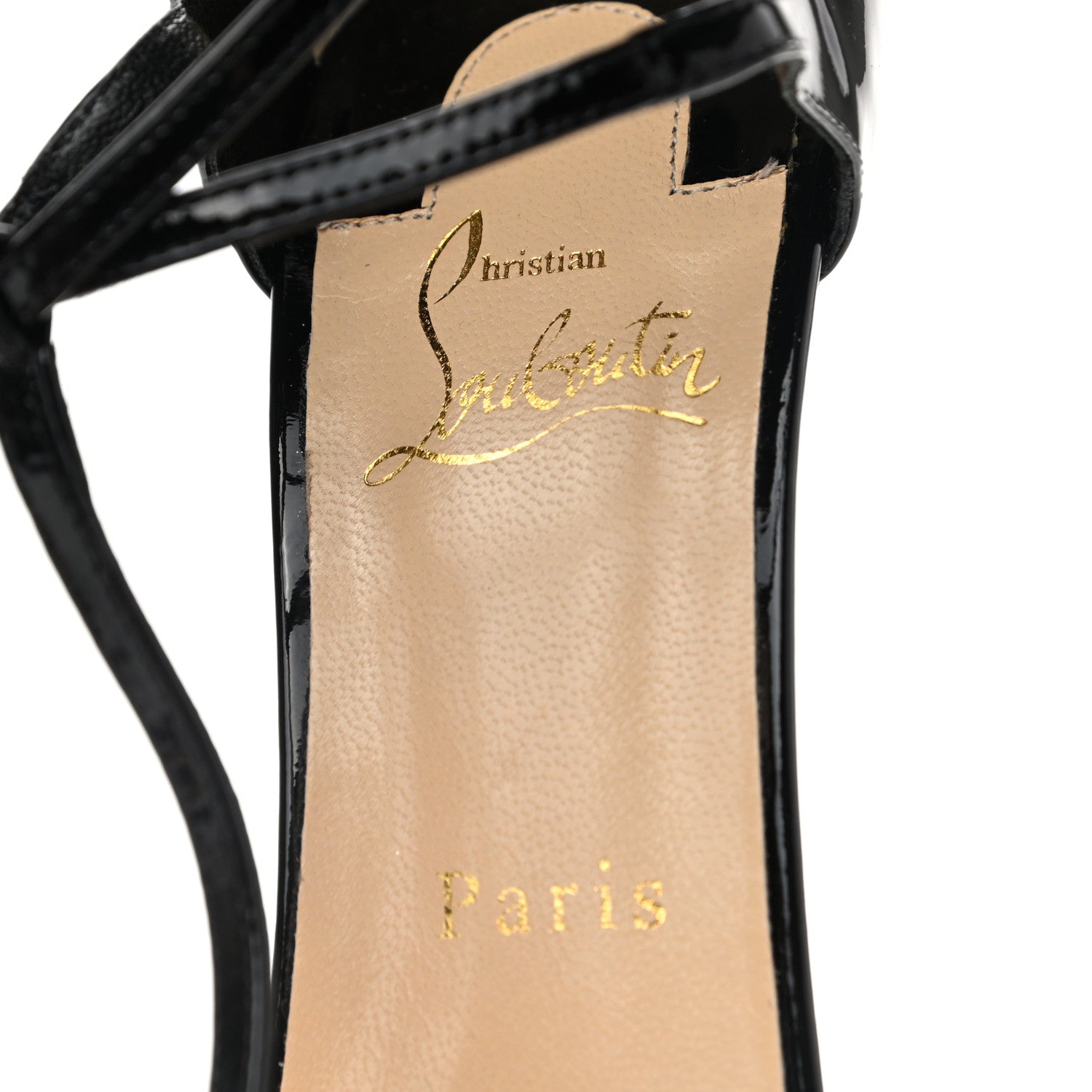 Christian Louboutin Patent 100 T-Strap Sandals 37.5 Black 7 of 8