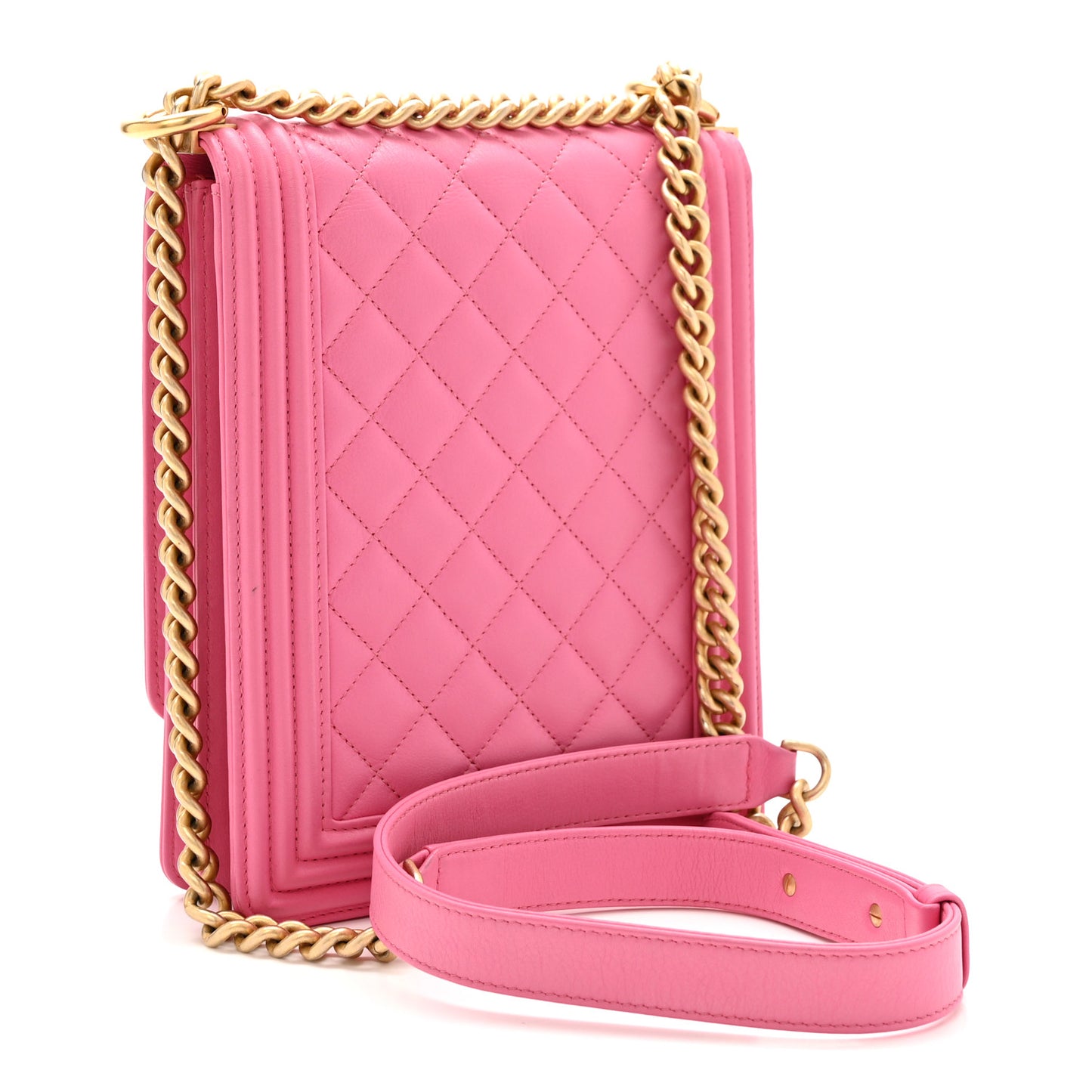 Calfskin Quilted North South Boy Flap Pink