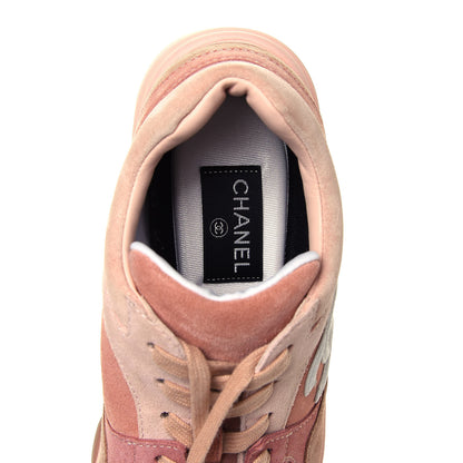 Chanel Nylon Lambskin Suede Calfskin CC Sneakers 39 Pink 6 of 8
