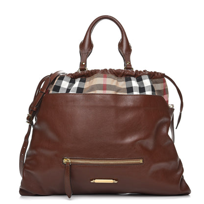 Burberry Soft Calfskin House Check Big Crush Tote Brown Ochre 1 of 11