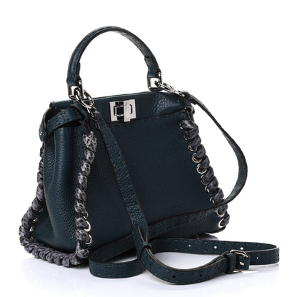 Fendi Cuoio Romano Elaphe Selleria Lace Up Bi-Color Mini Peekaboo Iconic Satchel Amazzonia 2 of 4