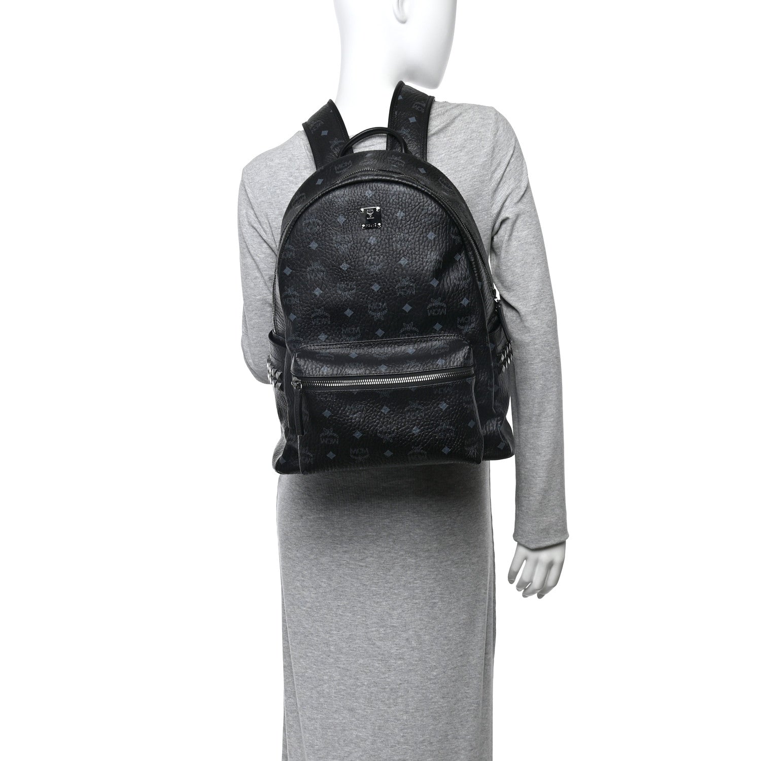 MCM Visetos Medium Side Studs Stark Backpack Black 2 of 10