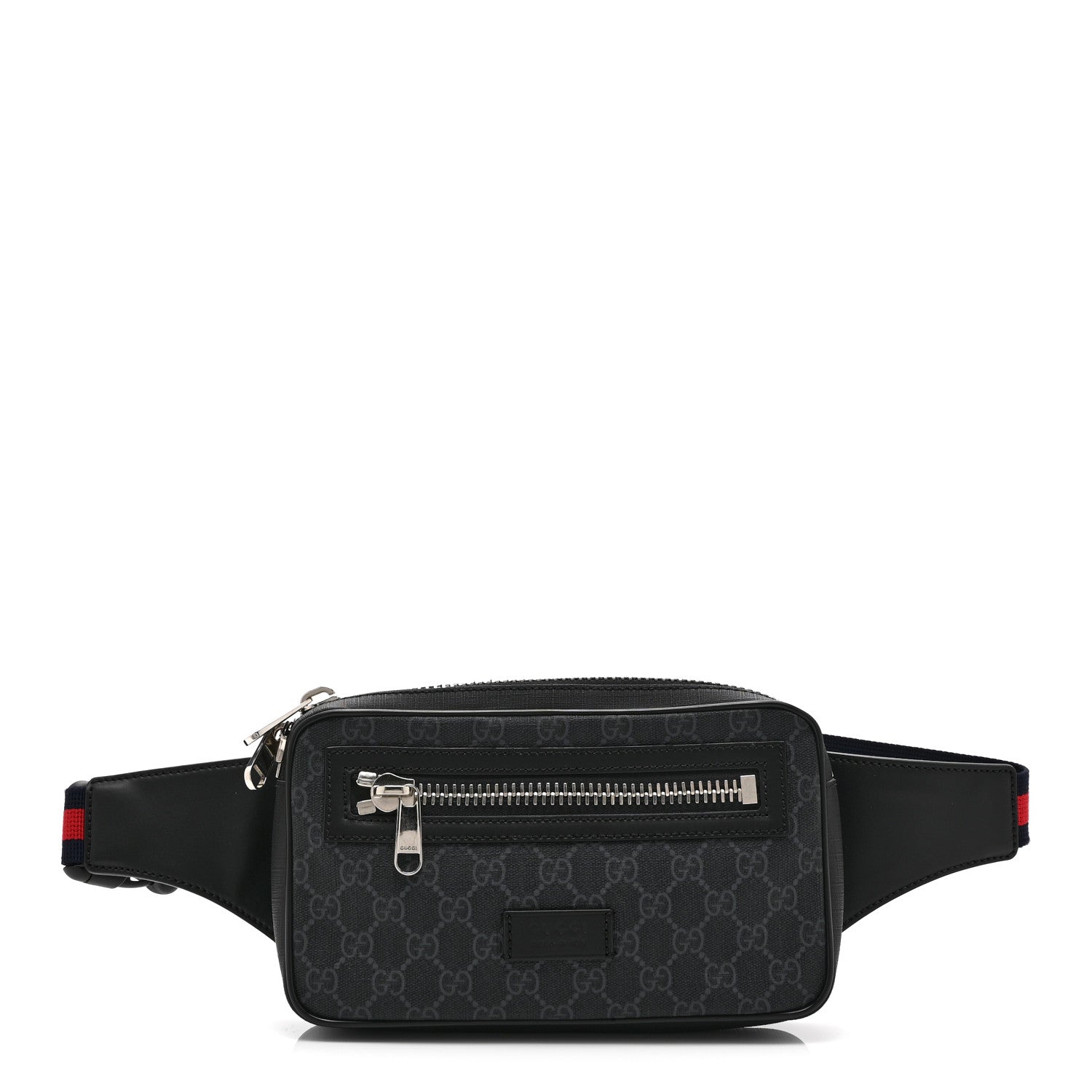 Gucci Soft GG Supreme Monogram Web Belt Bag Black Grey 1 of 11
