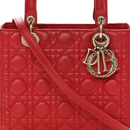 Christian Dior Lambskin Cannage Medium Lady Dior Red 8 of 18