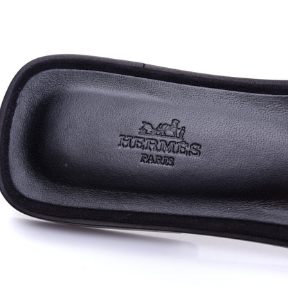 Hermes Suede Goatskin Crystal Powder Oran Sandals 40 Black 7 of 14