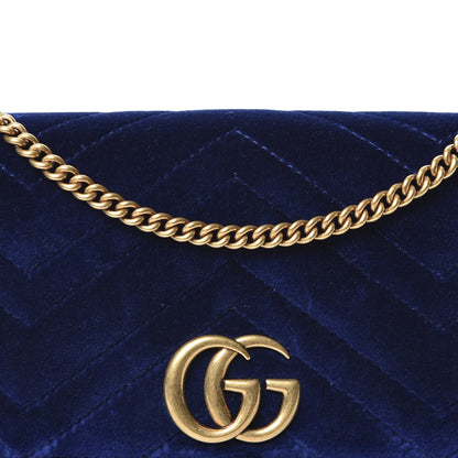 Gucci Velvet Matelasse GG Marmont Mini Bag Cobalt Blue 8 of 9