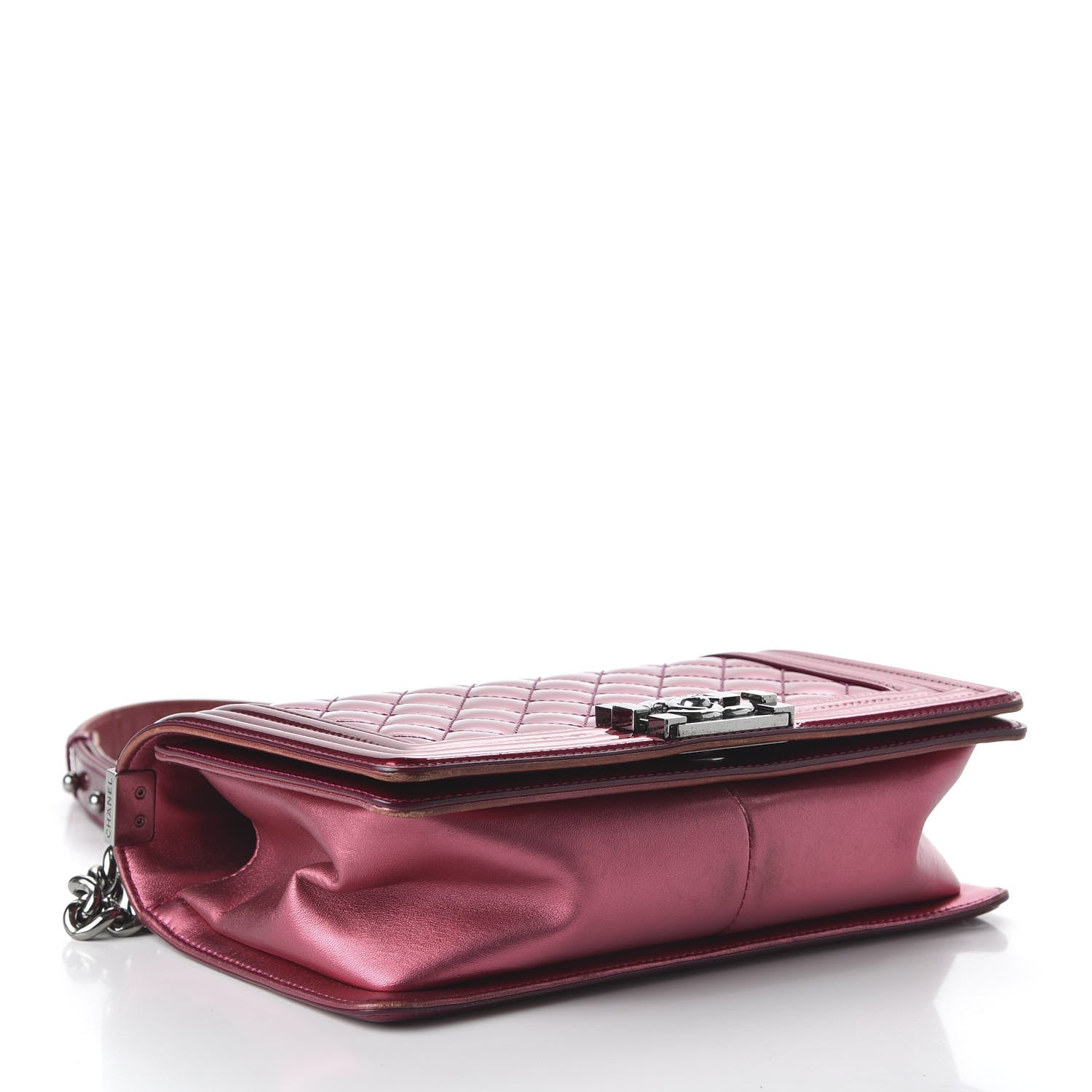Chanel Metallic Patent Calfskin Quilted Medium Boy Flap Pink 4 of 10