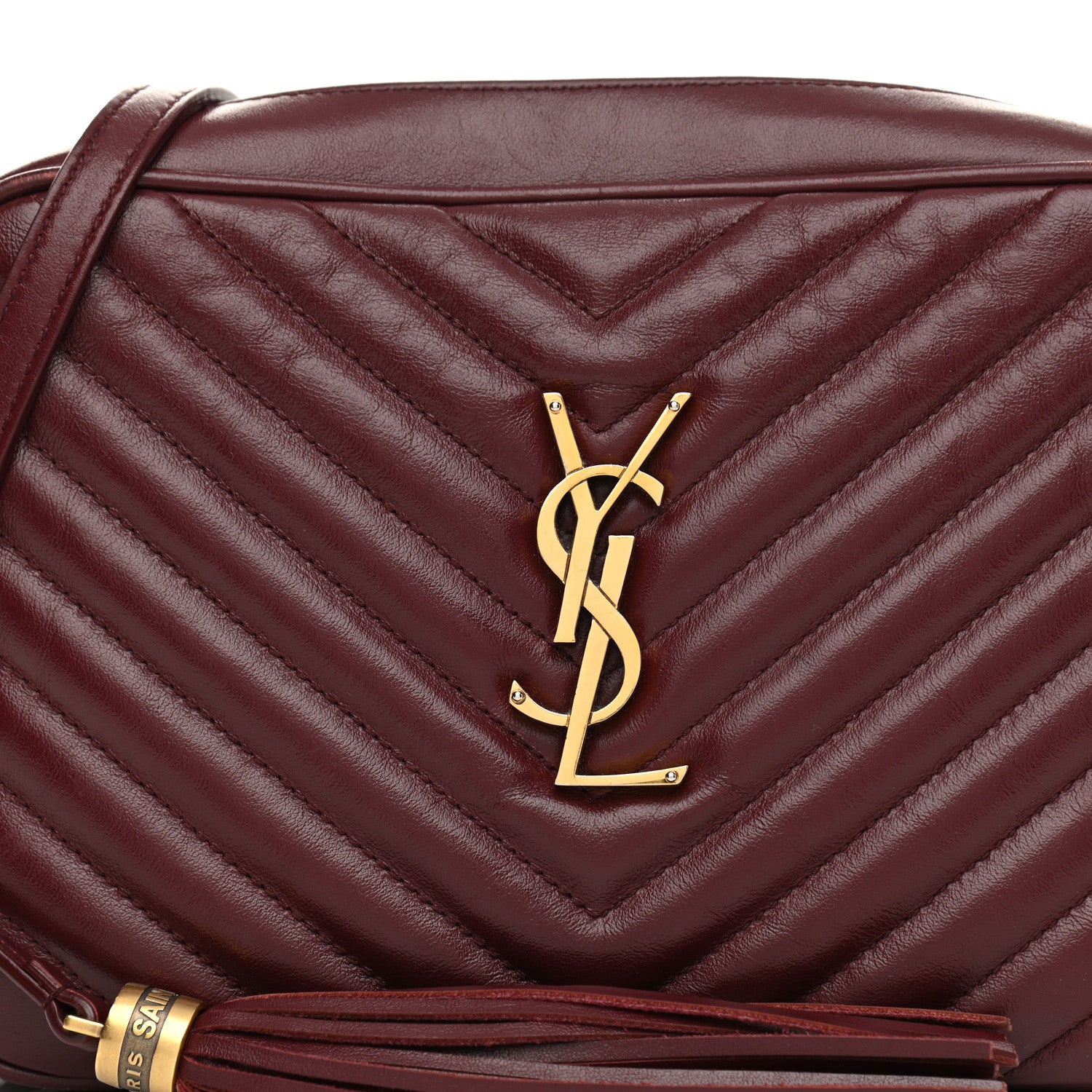 Saint Laurent Calfskin Matelasse Monogram Lou Camera Bag Dark Legion Red 8 of 11