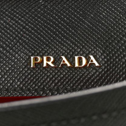Prada Saffiano Cuir Medium Double Bag Black Fuoco 6 of 10