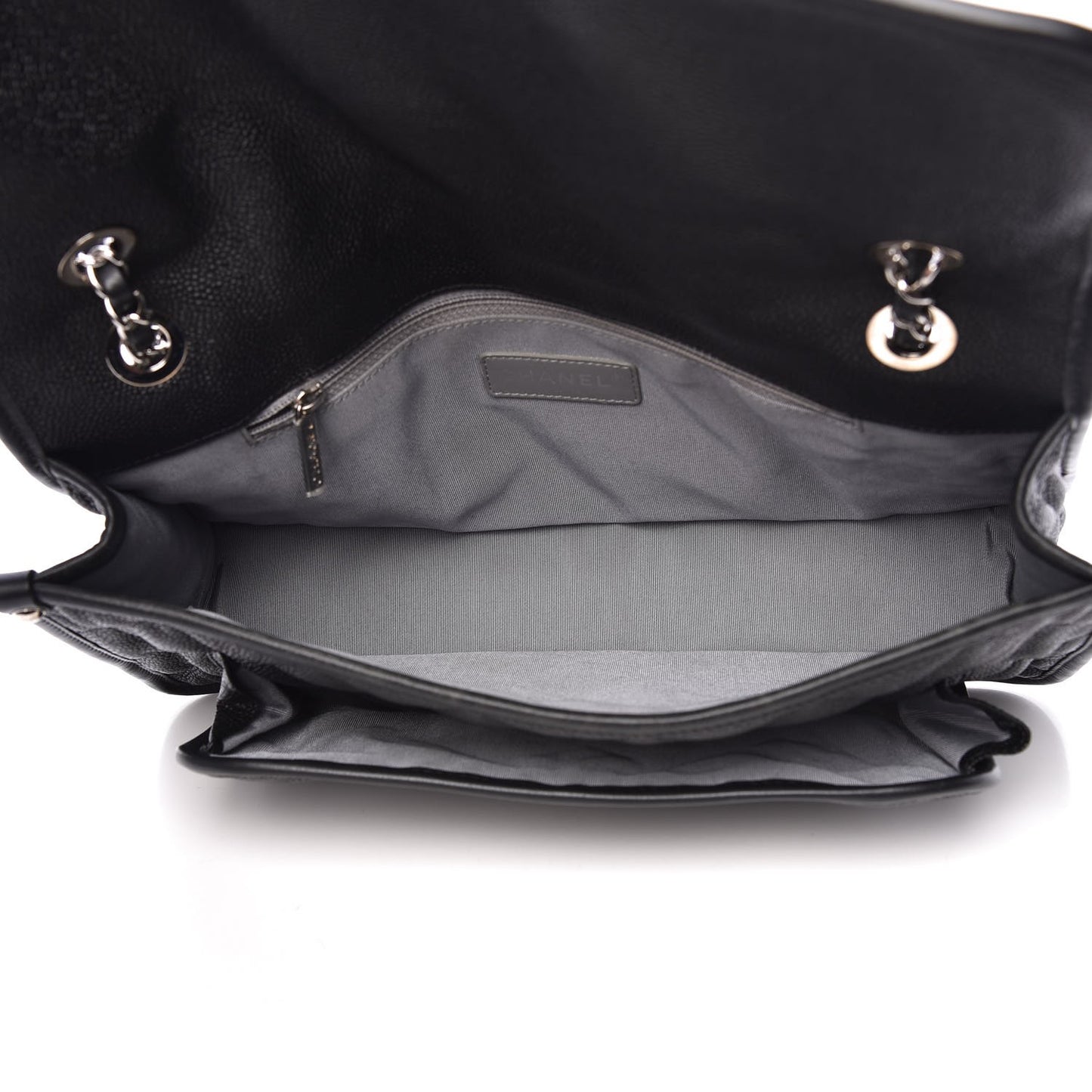 Caviar Quilted Large French Riviera Flap Black