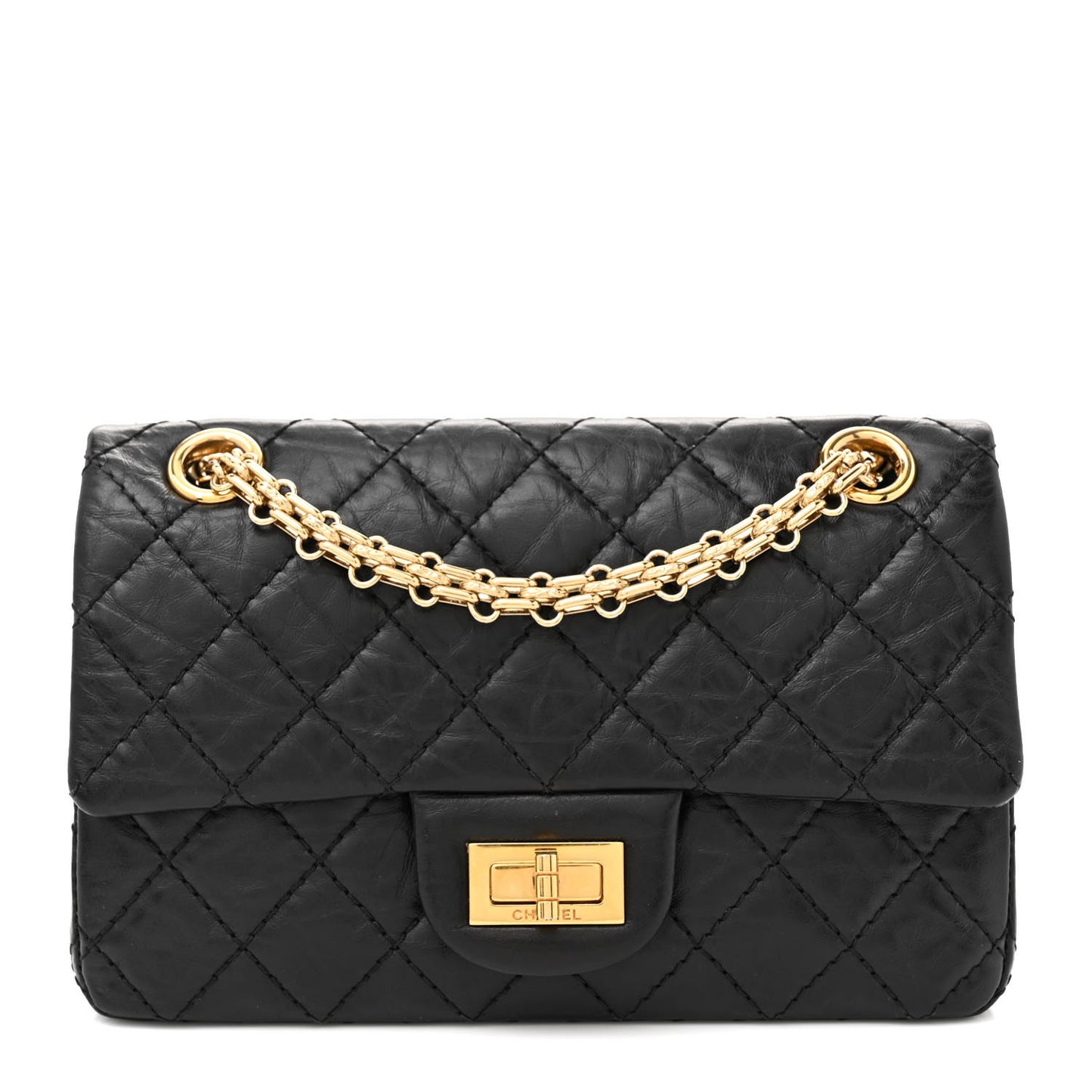 Aged Calfskin Quilted 2.55 Reissue Mini Flap Black