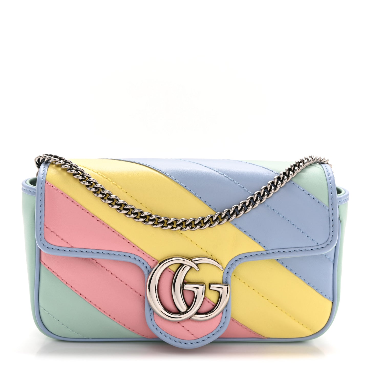 Calfskin Matelasse Diagonal Super Mini GG Marmont Shoulder Bag Multicolor Pastel