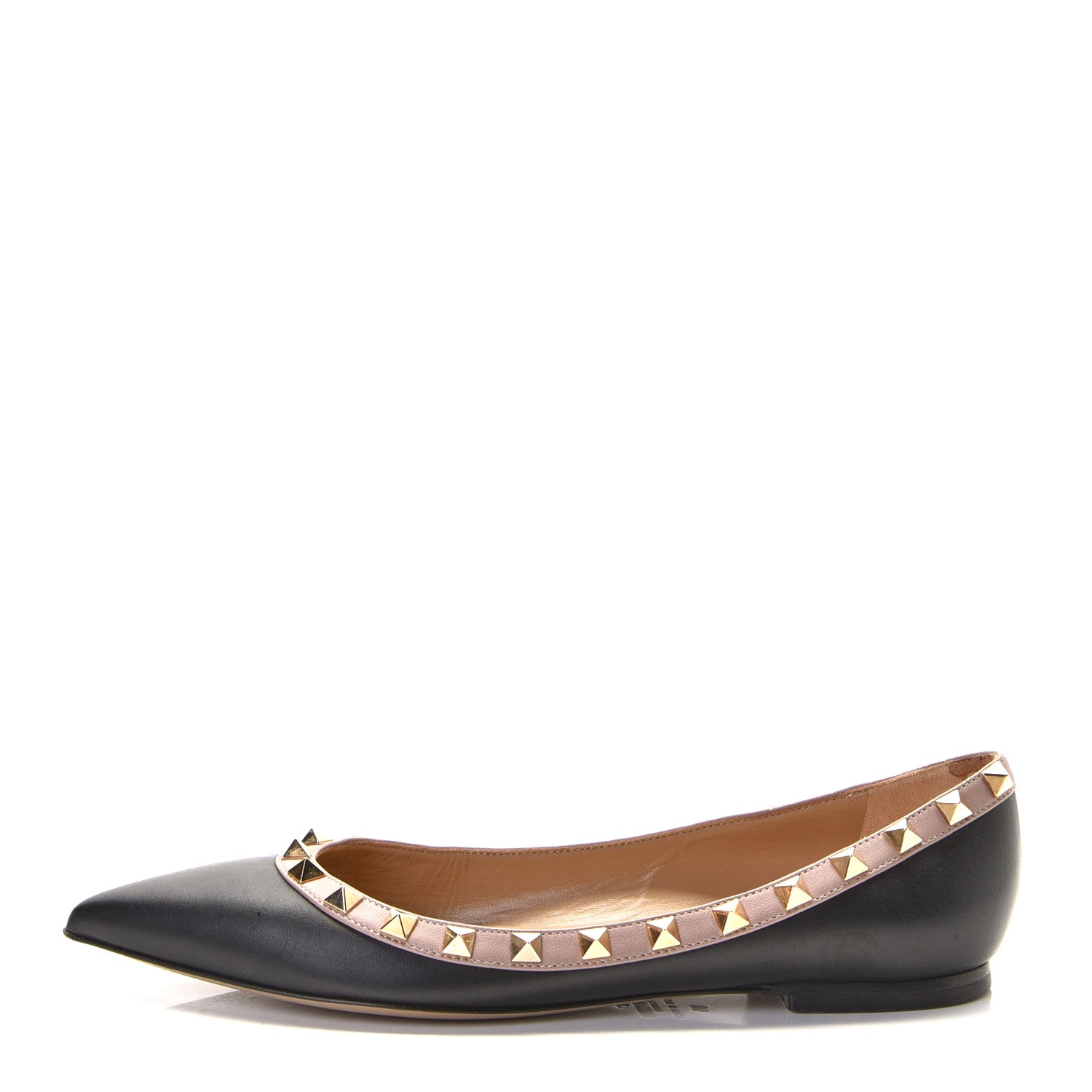 Valentino Garavani Vitello Rockstud Ballerina Flats 36 Black Poudre 1 of 12