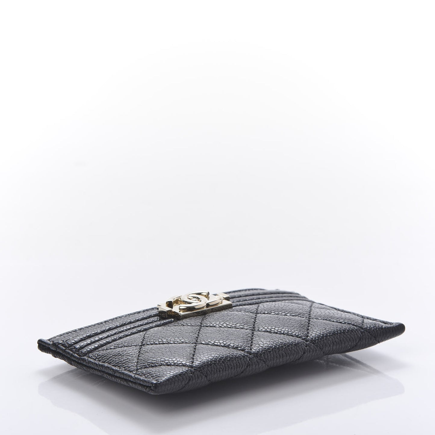 Caviar Quilted Boy Card Holder Black