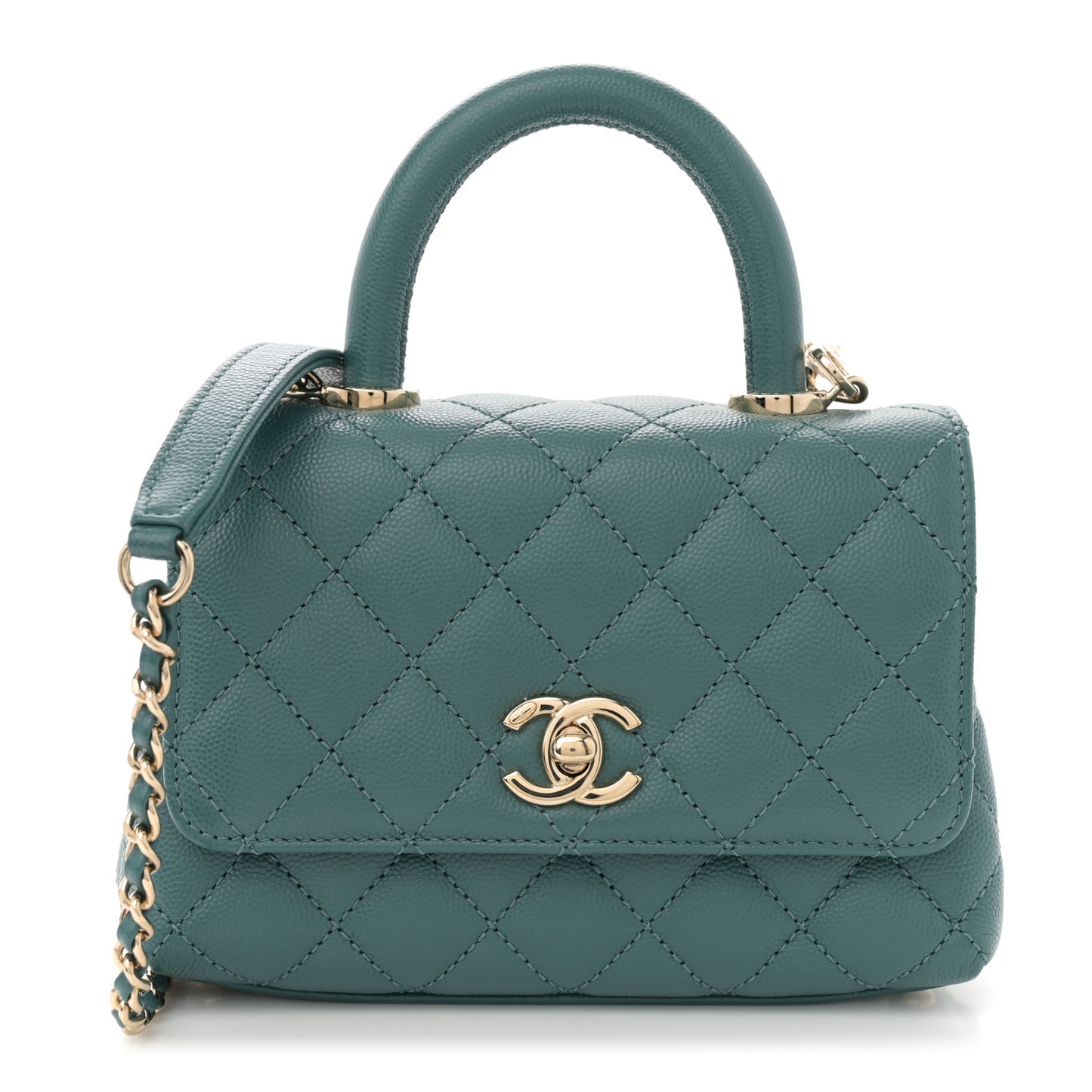 Caviar Quilted Extra Mini Coco Handle Flap Green