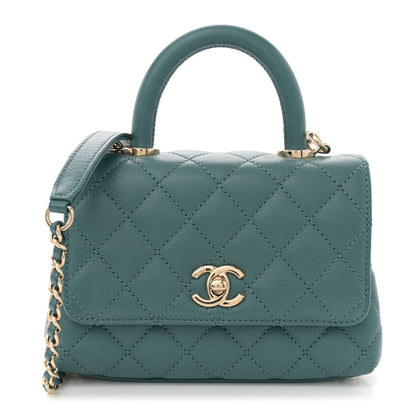 Chanel Caviar Quilted Extra Mini Coco Handle Flap Green 1 of 11