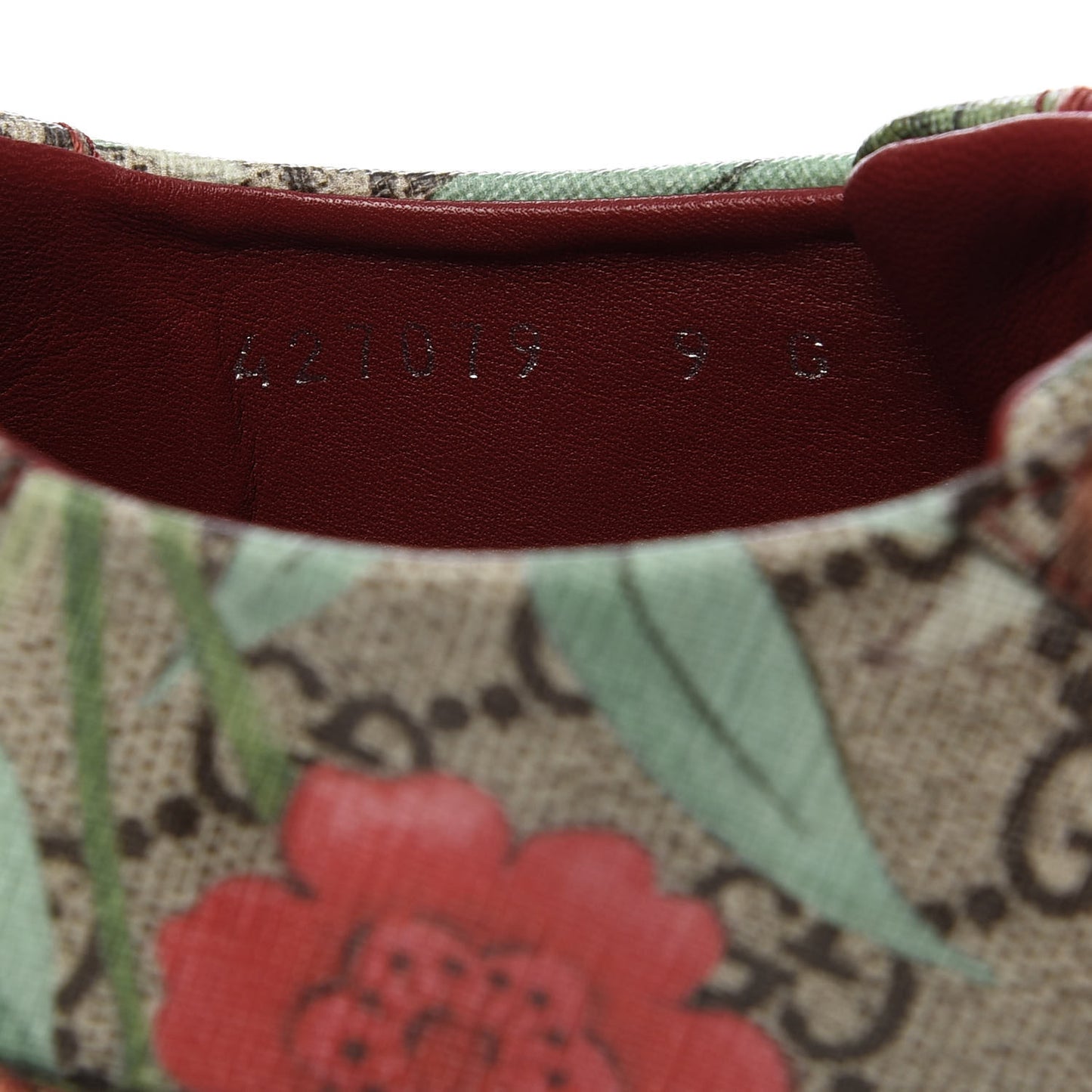 GG Supreme Monogram Tian Mens Low Top Sneakers 9 Beige Multicolor Red