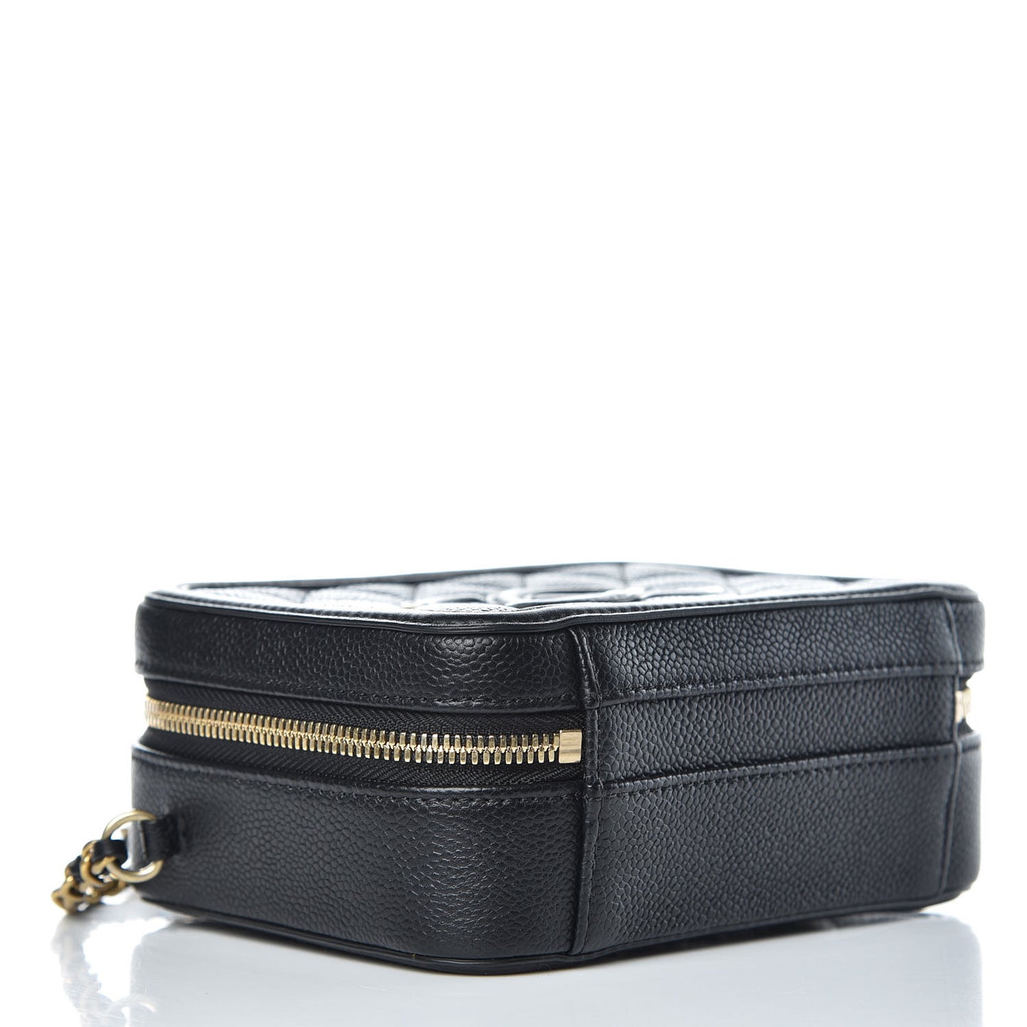 Caviar Quilted Small CC Filigree Vanity Case Black