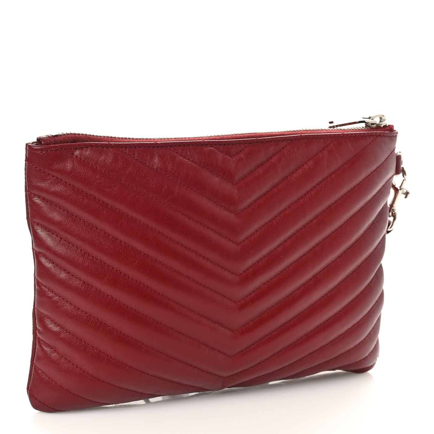 Calfskin Matelasse Chevron Monogram A5 Wristlet Bandana Red