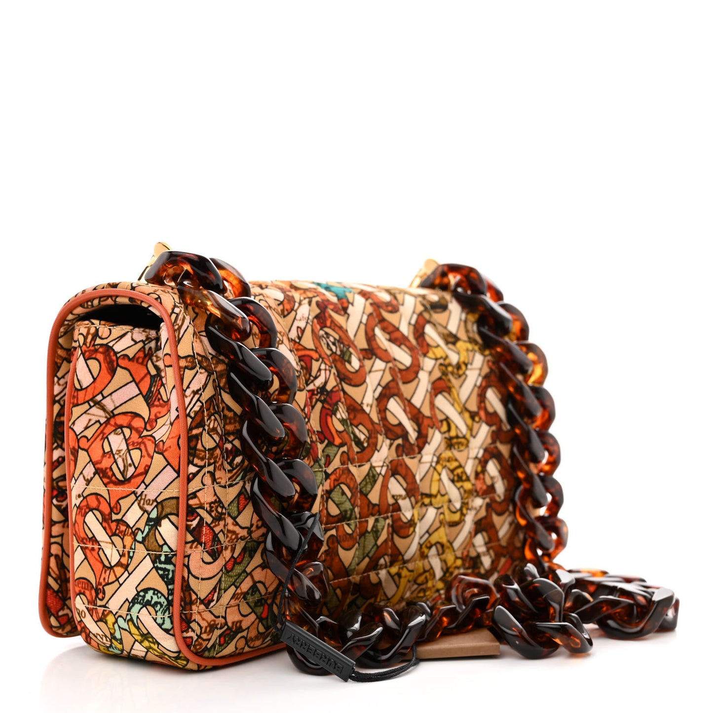 Fabric Monogram Quilted TB Resin Chain Small Lola Bag Multicolor