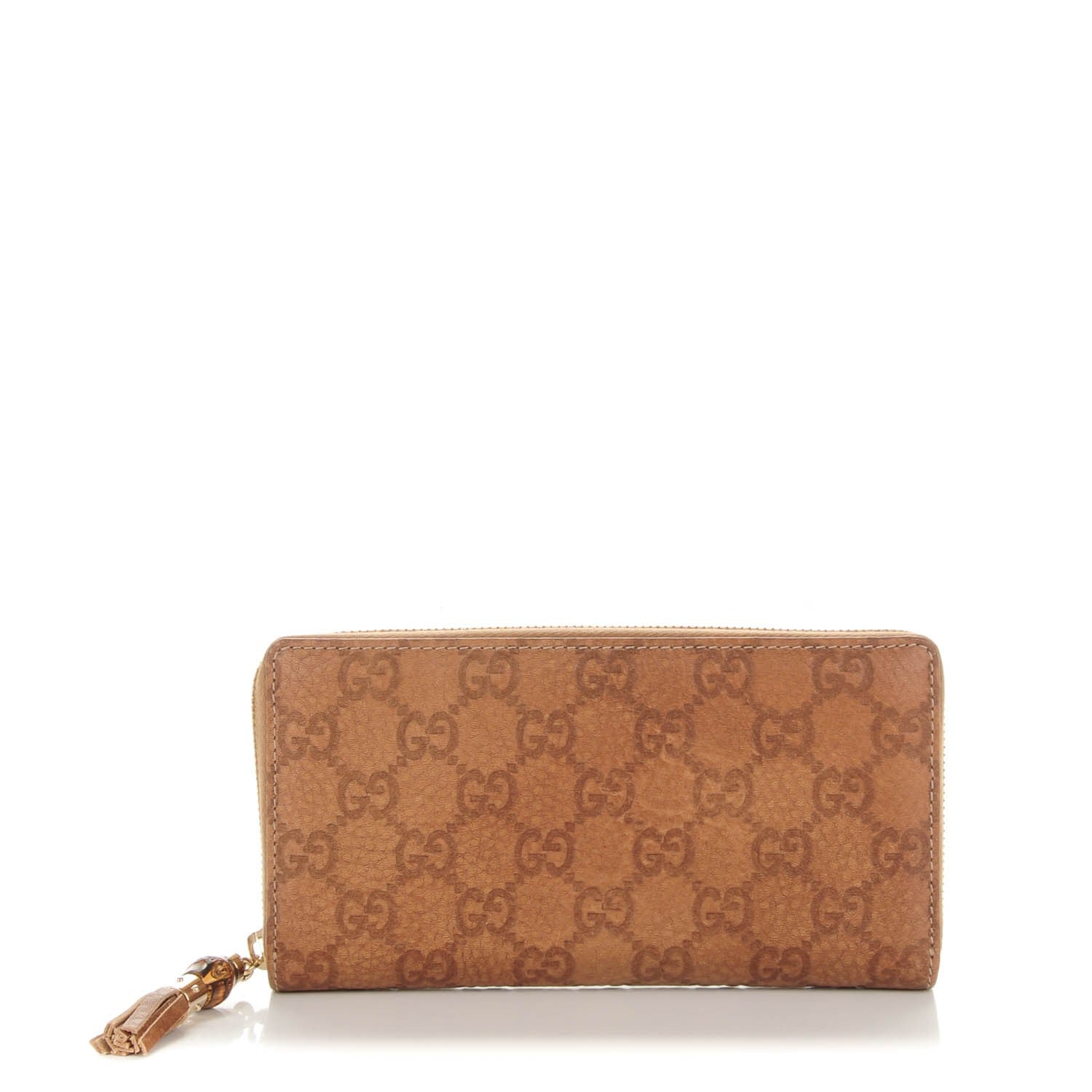 Gucci Guccissima Bamboo Tassel Zip Around Wallet Light Brown 1 of 7