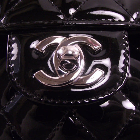 Chanel Patent Medium Double Flap Black 12 of 12