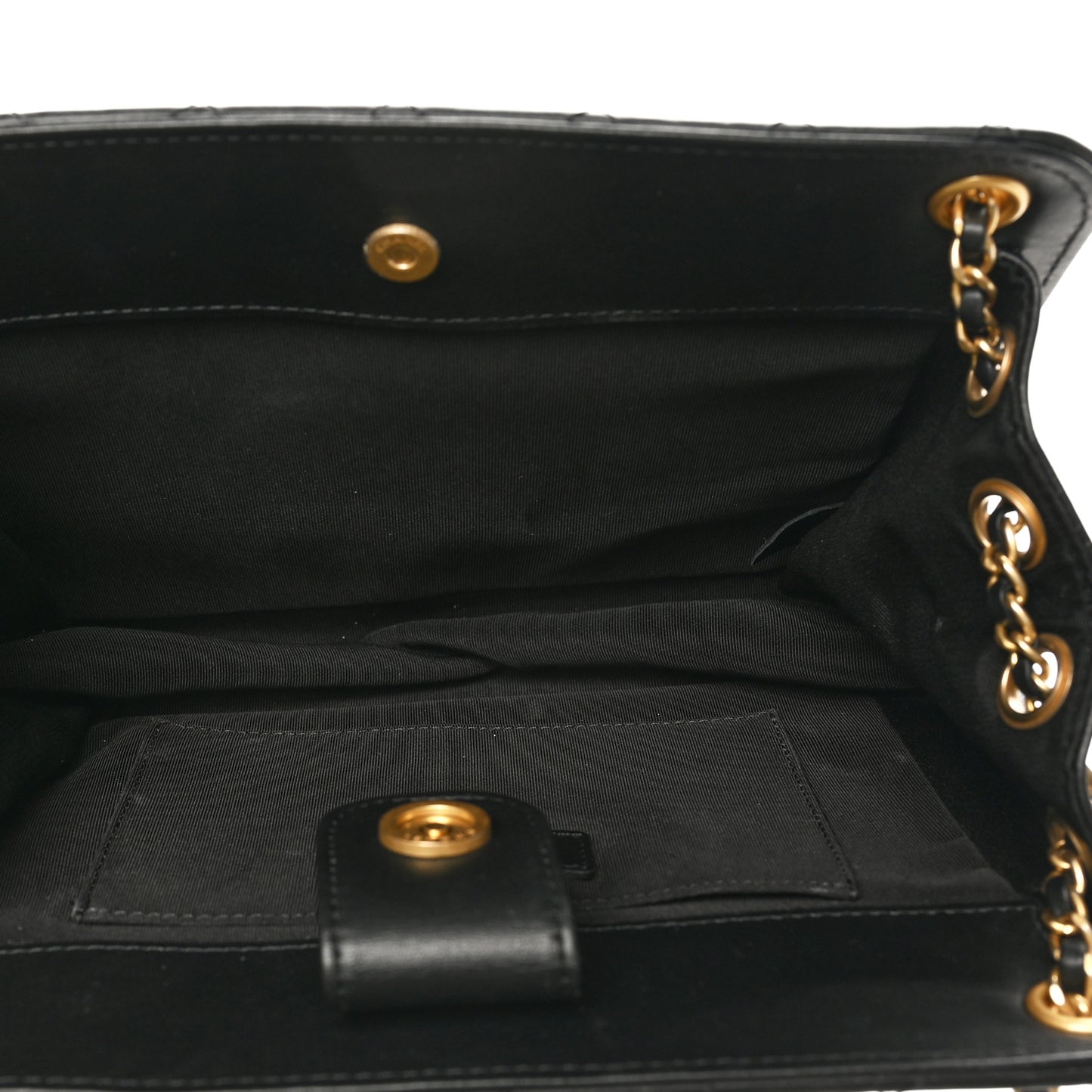 Calfskin Quilted CC Chain Accordion Tote Black