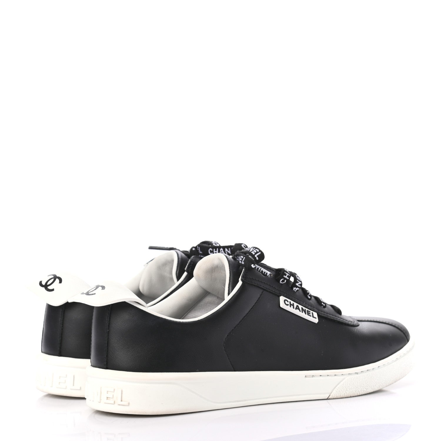 Chanel Calfskin CC Womens Sneakers 38 Black 4 of 7