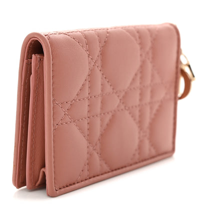 Christian Dior Lambskin Cannage Small Lady Dior Flap Card Holder Deep Nude 3 of 7
