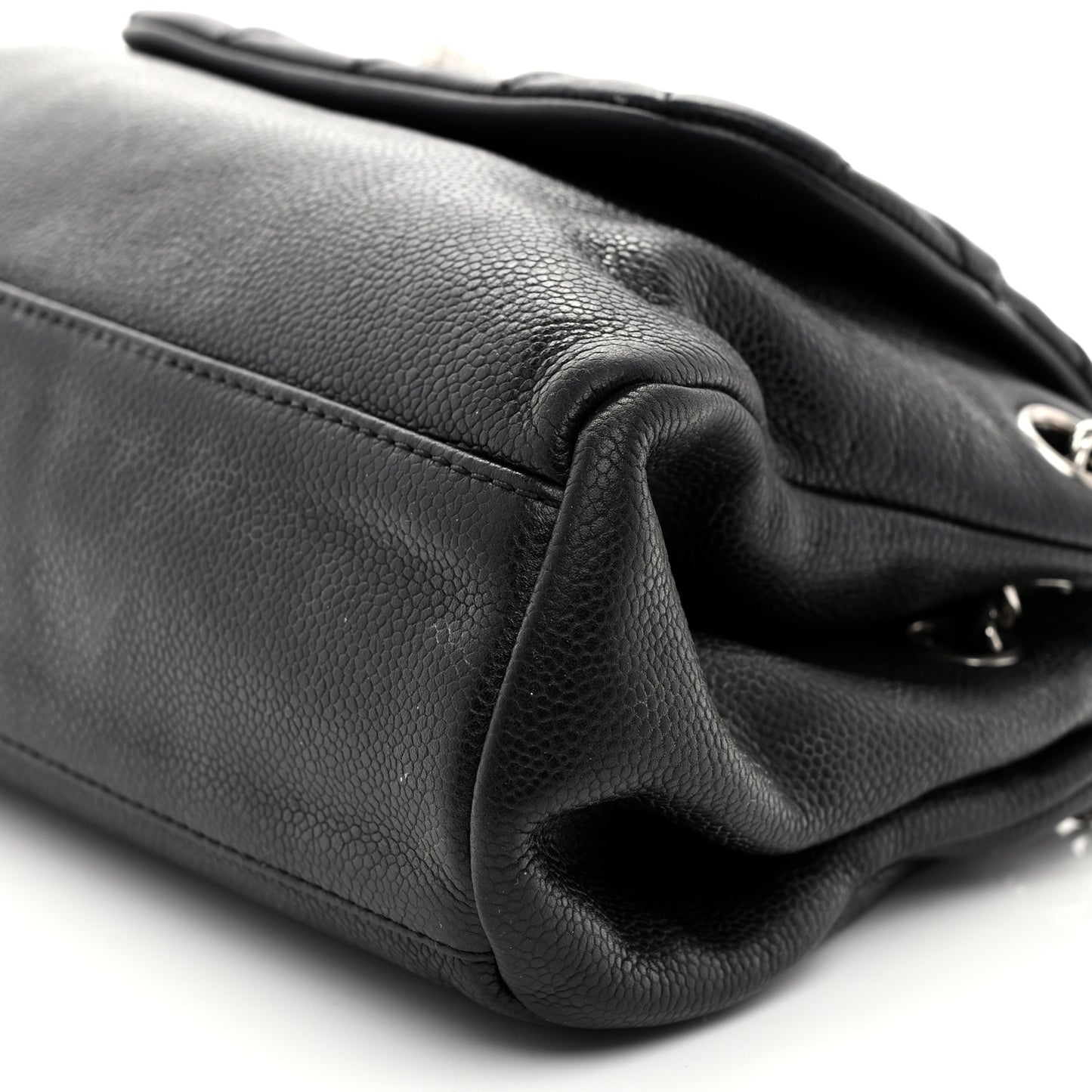 Caviar Quilted Accordion Mademoiselle Flap Black