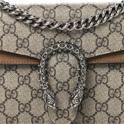 Gucci GG Supreme Monogram Suede Crystal Small Dionysus Shoulder Bag Beige Ebony Taupe 8 of 10