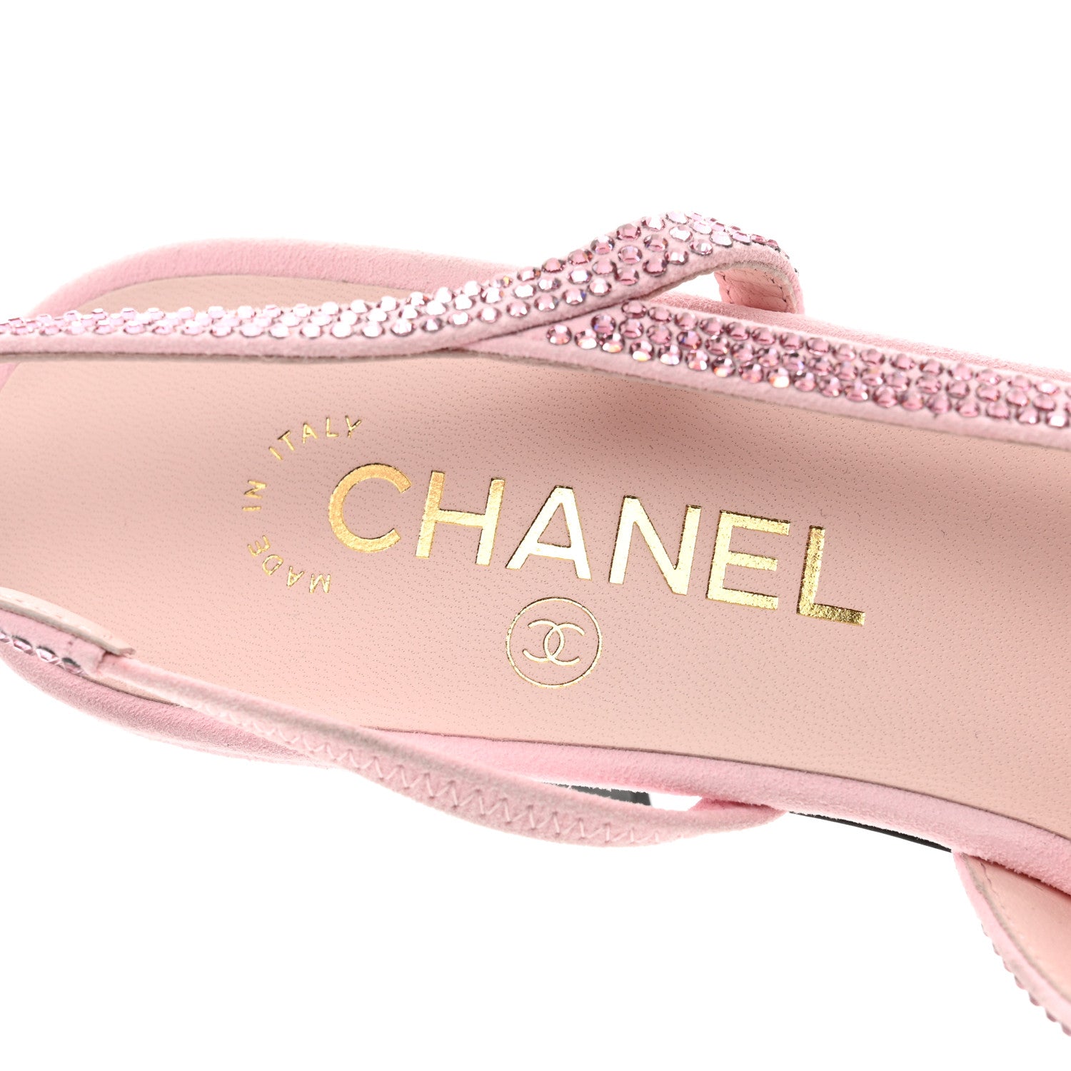 Chanel Strass Cap Toe CC Slingback Pumps 39.5 Pink Black 1447962